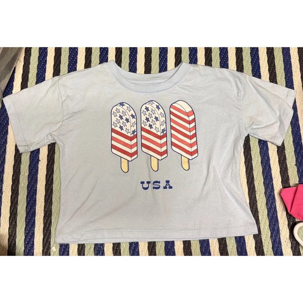 Mad Engine USA patriotic popcicle boxy tee XS 4/5